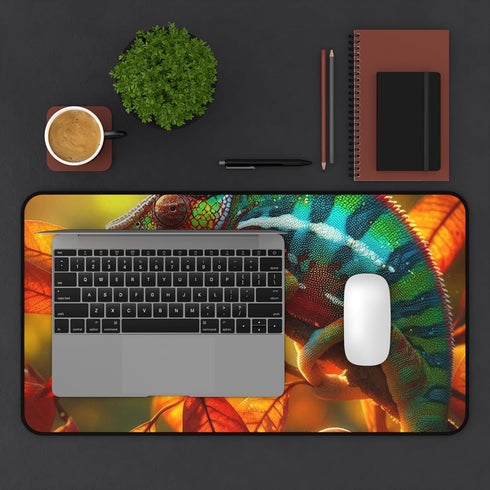 GENERIC Chameleon Color Changing Premium Desk Mat with Vibrant Forest Leaves Design