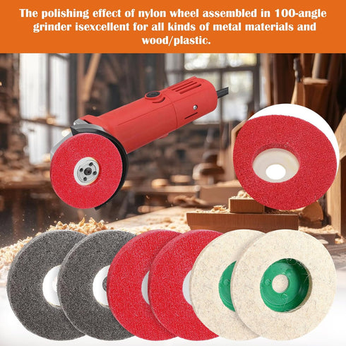 JOUTYFOR 18 Pack 4 Inch 14 3 Buffering Wheels Polishing Kit with Compound for Angle Grinder, Includes Pcs Nylon Fiber