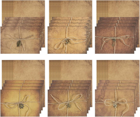 PATIKIL Vintage Gift Card Envelopes Set - 24 Set 150 G V Flap Christmas Card Envelope with Accessories