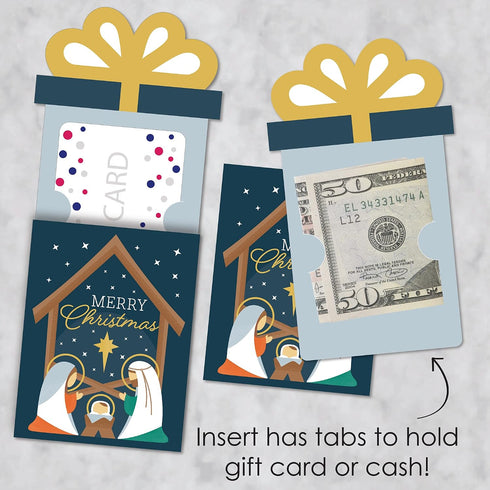 Set 8 Big Dot of Happiness Holy Nativity - Manger Scene Religious Christmas Money and Gift Card Sleeves - Nifty Gifty