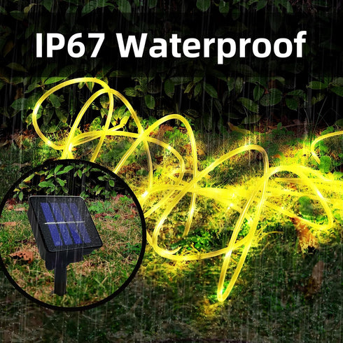 39FT Solar Rope Lights Outdoor, 100LED Waterproof String Lights, 8 Modes Fairy Lights for Garden, Pool, Home Decor