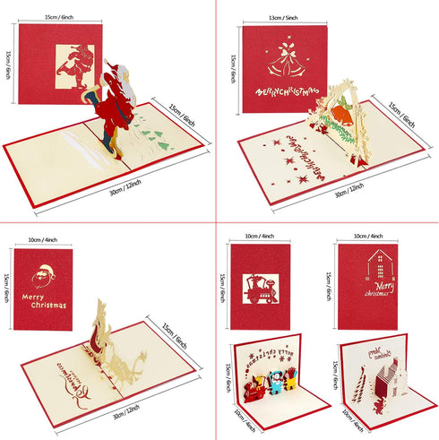HBlife 9 Pack 3D Christmas Cards Pop Up Holiday Greeting Handmade Cards & Envelopes for New Year