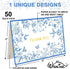 50 Pack Whaline Blue Floral Gold Foil Thank You Cards Boxed Greeting Cards with Envelopes Stickers Vintage Flower Bird