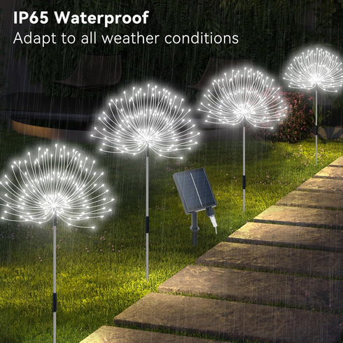 4 Pack 480 8 Slyuexu Solar Garden Lights Outdoor Waterproof, Total LED Solar Firework Lights Decorative with Lighting