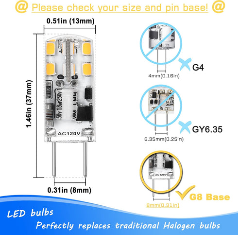 0-100% Dimmable G8 LED Bulbs 3W 4000K Natural White Replace G8 20 Watt 25 Watt Halogen, 6 Pack