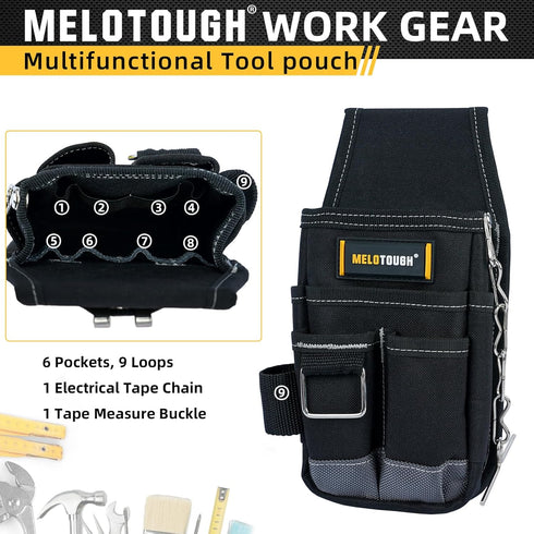 MELOTOUGH Pocket Tool Pouch, Mini Tool Organizer Pouch with Belt Clip for Electrician, Carpenter, and Technician