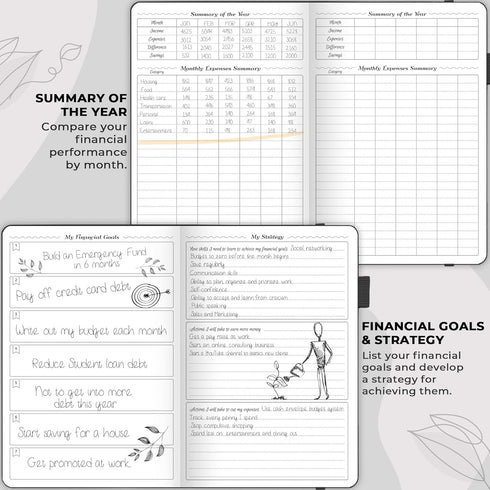 GoGirl Budget Planner - Monthly Financial Organizer Budget Book, Expense Tracker Notebook, Compact (Black)