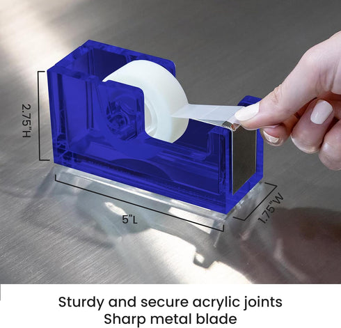 OfficeGoods Modern Acrylic Tape Dispenser - Non-Slip Rubber Holder, Perfect for Home, School, or Office Desk