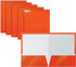 Better Office Products 2 Pocket Glossy Laminated Paper Folders, Letter Size, Orange Paper Portfolios, Box of 25 Orange