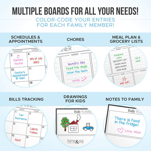 Cinch Magnetic Calendar Bundle: 3 Boards of 17"x12" - Monthly, Weekly, Daily - Magnetic Calendar for Fridge with 6 Fine