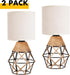 Set 2 Hamilyeah Table Lamps of with On/Off Switch, Farmhouse Woven Bedside Lamps for Night Stands with Beige Linen