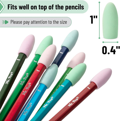 Mr. Pen Pencil Erasers Toppers, 120 Pack, Pastel Colors for Pencils, Pencil Cap Erasers, Eraser Tops