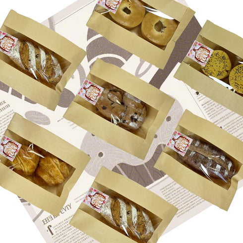 Packaging 50Pcs 13.7x8.2x3.5in Paper Bread Bags for Homemade with Window&Sticker Ideal for Sourdough Bread, Bread Loaf
