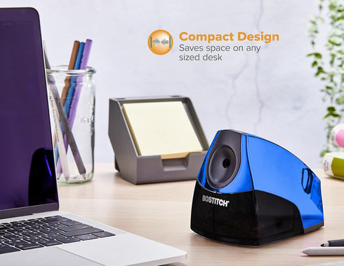 Bostitch Office Electric Pencil Sharpener, Powerful Motor, High Capacity Shavings Tray, Blue Chrome Metallic
