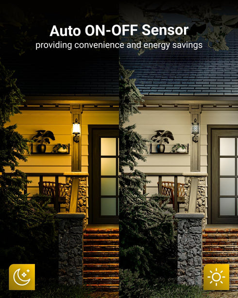 Sunco Lighting 4 Pack LED Bug Light Bulbs, 9W Auto On/Off, 2000K Amber Glow, E26 Base for Outdoor Use