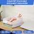 Desk Letter Tray - Set of 2 Stackable PET Document Organizer for Notes, Pens, File Paper, White
