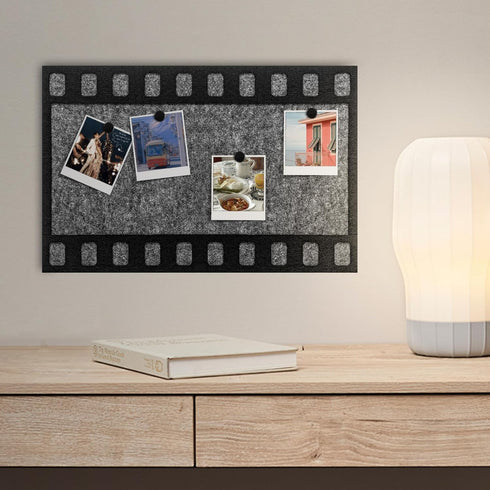 Filmstrip Felt Bulletin Board Self-adhesive Memo Display Pad for Wall - 32.6x21.6cm/13x8.5in with Pins