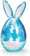 Roman, 8" Blue Mirror Ball Egg with Bunny Ears, Easter Disco Egg
