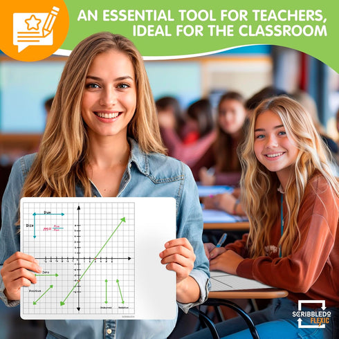 SCRIBBLEDO XY Graph Dry Erase Sheets | 11”x14” Math Practice Whiteboard Sheets, Pack of 10 for Classroom Supplies