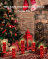 Wax,5 Pack Da by Red Flameless Candles with String Lights, Battery Operated Candles with Remote Control