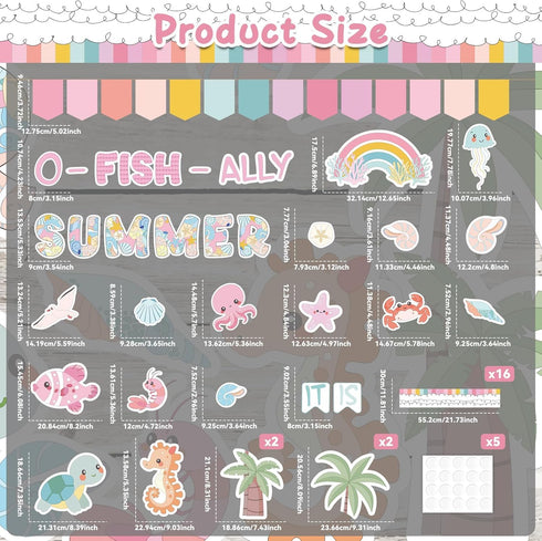 Sea Animals Classroom Bulletin Board Decorations Summer Bulletin Board Set Under The Sea Fish Paper Cutouts for Kindergarten Primary School Summer Ocean Theme Party Wall Decor Supplies by Naozinebi