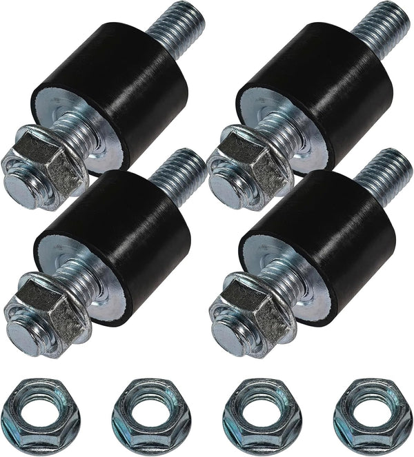 M8 Rubber Studs Shock Isolator Mounts - Anti-Vibration for Heat/Water Pumps, Garage Motors, 4 Pack
