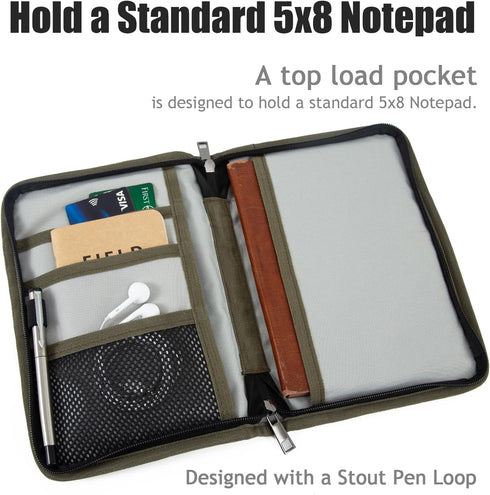 Field Notes Notebook Cover for 6.7 X 9.8 Inch with A5 Journal Cover, Zipper Pocket Planner for Pen Holder, Waterproof