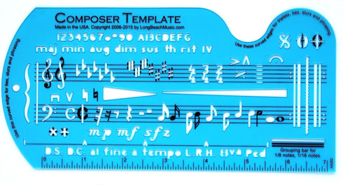 Song Writer's Composing Template Stencil for Music Notes & Symbols with Manuscript Staff Paper