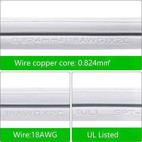 SinLoon 18AWG T5 T8 T5 T8 (2-Pack 3.3FT UL-LP Certification LED Wire Connector Power Cord LED Tube Power Extension Cord