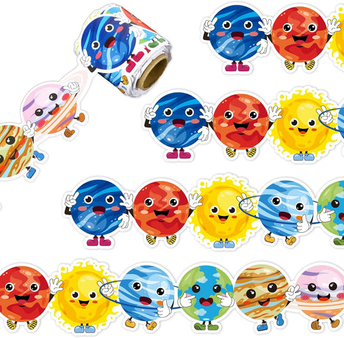 Whaline 32.8ft Cartoon Outer Space Bulletin Board Borders Die-Cut Rolled Trim for Classroom Office Chalkboard Decoration
