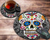 Round Mouse Pad and Coasters Set, Sugar Skull Non-Slip Rubber Mousepad for Gaming and Working