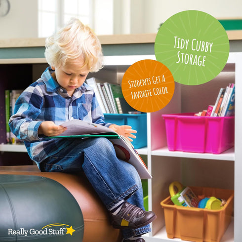 Really Good Stuff Stacking Bins, 14" x 10" x 5 ¾" - 4 Pack, Neon Stackable Storage Bins