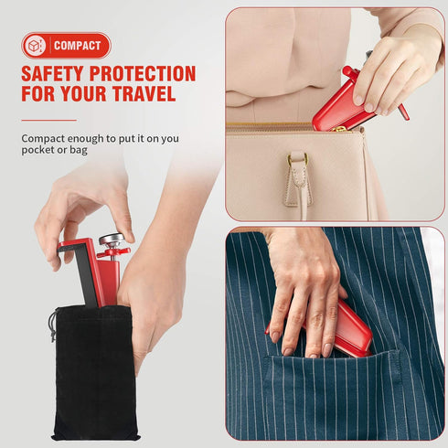 Door Jammer Door Stopper, Portable Aluminum Alloy Security Lock for Travel & Personal Protection (Red)