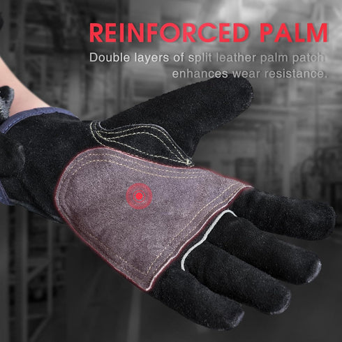YESWELDER Leather Work Gloves for Men or Women, Durable Cowhide Leather with Cotton Lining for Various Uses