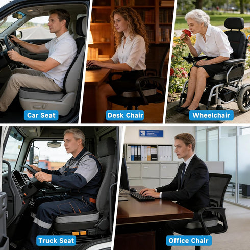 Seat Cushion for Office Chair, Ergonomic Memory Foam Office Chair Cushion with U-Shaped Coccyx Support, Non-Slip Base