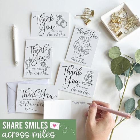 -54 Hadley Designs Wedding Thank You Cards with Envelopes White Thank You Cards Wedding with Envelopes, ThankYou Notes
