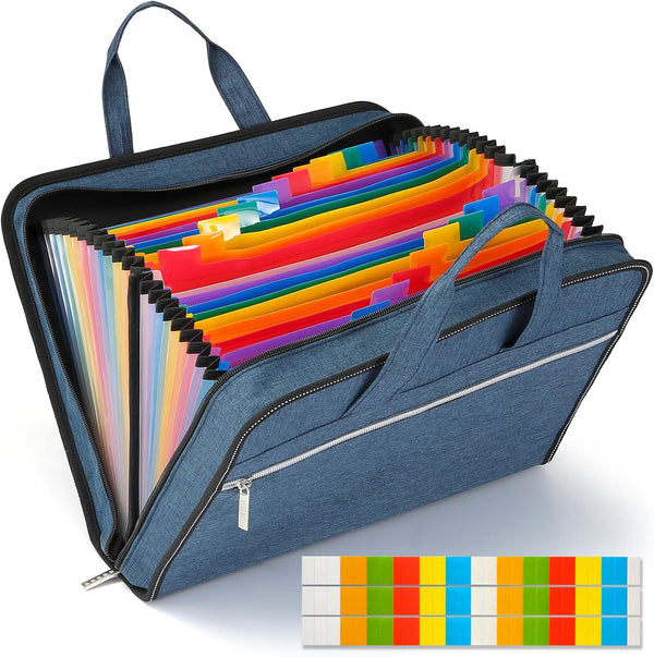 SEEKIND Accordion File Organizer with Handle, 26 Pockets, Portable Cloth Document Organizer for Letter Size / A4 File,