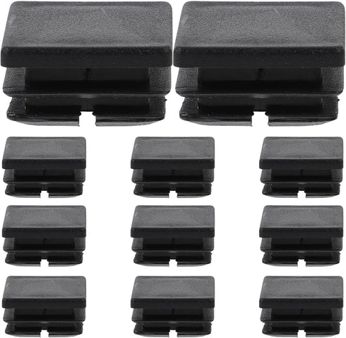 Homoyoyo 12pcs Black Plastic Square Tube End Inserts for Furniture Legs, Chair