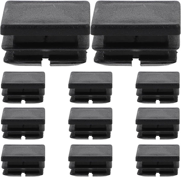 Homoyoyo 12pcs Black Plastic Square Tube End Inserts for Furniture Legs, Chair