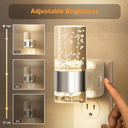 Wall,2 Pack 3000K JandCase Night Light, Night Lights Plug into Warm White LED Nightlight with Adjustable Brightness
