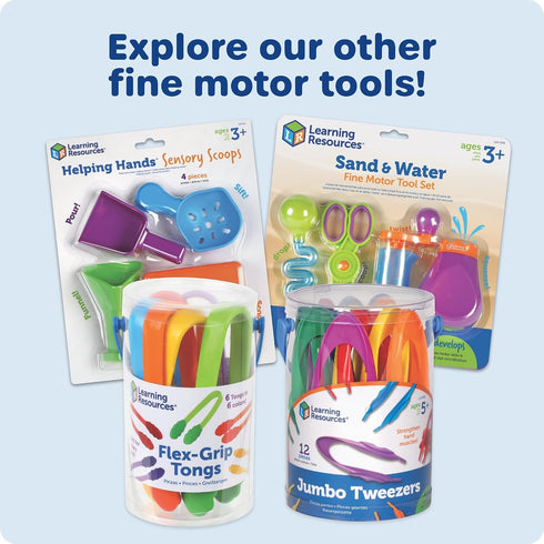 Learning Resources Flex-Grip Tongs - Kids Tweezers, Montessori Grabber Tool, Fine Motor Skills, Sensory Bin Tools