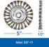 Mercer Industries 186540-5" x 1/2" x 5/8"-11 Knot Wire Wheel, 020 Carbon Steel Wire