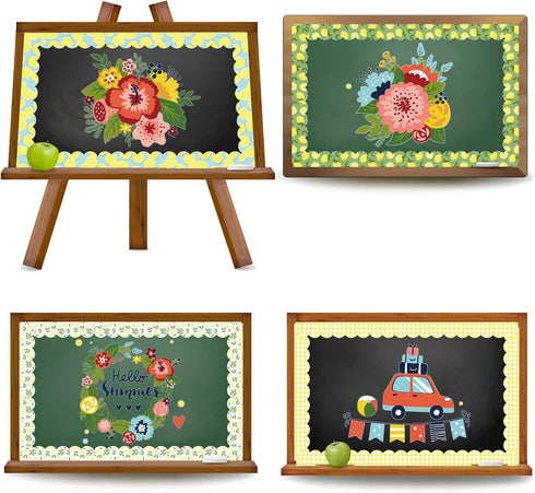 Whaline 69 Feet Summer Lemon Bulletin Board Borders with Self-Adhesive Trim in 5 Designs for Classroom Decorations