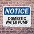 (2 Pack) OSHA Notice Sign for Domestic Water Pump, 10" x 7", Rust-Free Aluminum Metal for Workplace, Made in USA