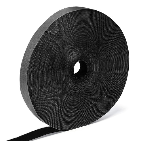 WILLBOND 1 Inch x 90ft Reusable Fastening Tape Cable Ties, Double Side Hook Roll, Black Nylon Straps for Wire Management