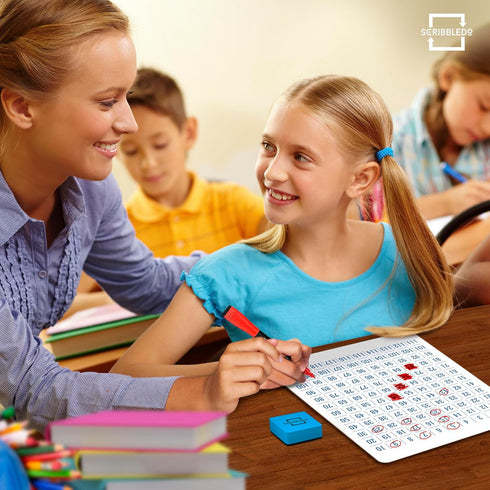 SCRIBBLEDO 9”x12” White Board Number Chart for First Grade Classroom, Small Math Practice Whiteboard
