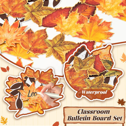 CY2SIDE Fall for Jesus Bulletin Board - 109PCS, Fall Maple Leaves Love Tree Set with Watercolor Cross Cutouts