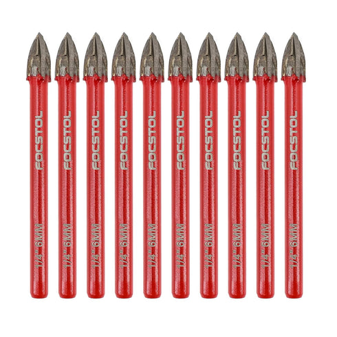 FOCSTOL 10pcs Masonry Concrete Drill Bit Set - 6mm Carbide Drill Bits for Wood Plastic Foam