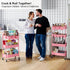 Recximi 4 Tier Rolling Cart Metal with Lockable Wheels, Four Tiered Pink Trolley Cart on Wheels, Utility Storage