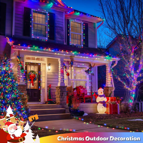 2 Pack 100LED 32.8ft 8 JMEXSUSS Solar String Light Modes Solar Christmas Lights Waterproof for Gardens, Wedding, Party